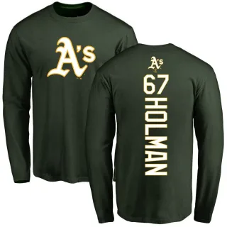 Men's Oakland Athletics Grant Holman Green Backer Long Sleeve T-Shirt