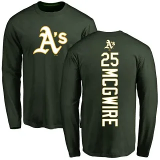 Men's Oakland Athletics Mark McGwire Green Backer Long Sleeve T-Shirt