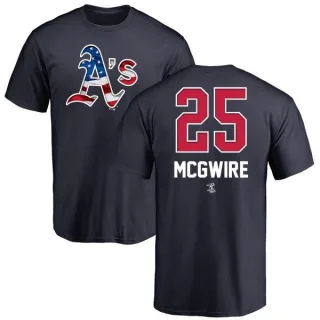 Men's Oakland Athletics Mark McGwire Navy Name and Number Banner Wave T-Shirt