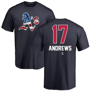 Men's Oakland Athletics Mike Andrews Navy Name and Number Banner Wave T-Shirt