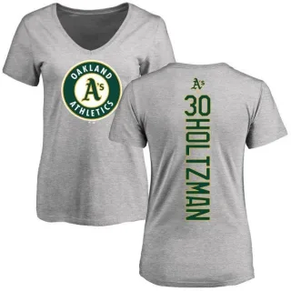 Women's Oakland Athletics Ken Holtzman Ash Backer Slim Fit T-Shirt