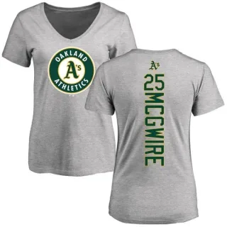 Women's Oakland Athletics Mark McGwire Ash Backer Slim Fit T-Shirt