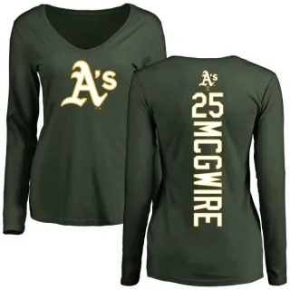 Women's Oakland Athletics Mark McGwire Green Backer Slim Fit Long Sleeve T-Shirt