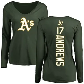 Women's Oakland Athletics Mike Andrews Green Backer Slim Fit Long Sleeve T-Shirt